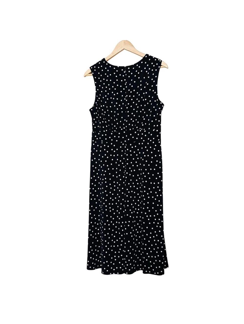 NWOT London Times Petites Black White Polka Dot Sleeveless Dress 12P Classic